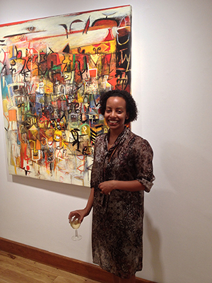 London-based Raku Sile, curator of the exhibition of recent work by Ethiopian painter Wosene Kosrof at the Gallery of African Art in Cork Street. Image: Auction Central News.